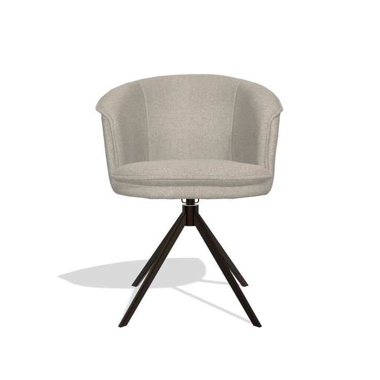 Silla de comedor Lena 6581 en tela Glory 05 (greige), base giratoria en espresso, vista frontal