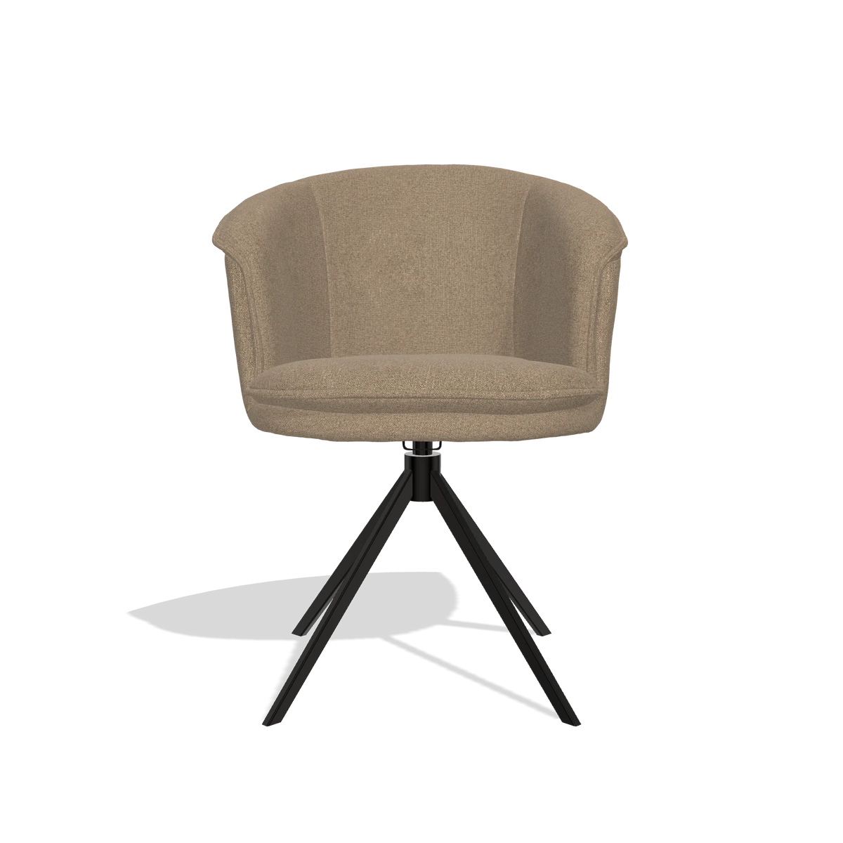 Silla de comedor Lena 6581 en tela Glory 13 (topo), base giratoria en negro, vista frontal