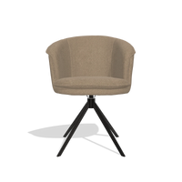 Silla de comedor Lena 6581 en tela Glory 13 (topo), base giratoria en negro, vista frontal