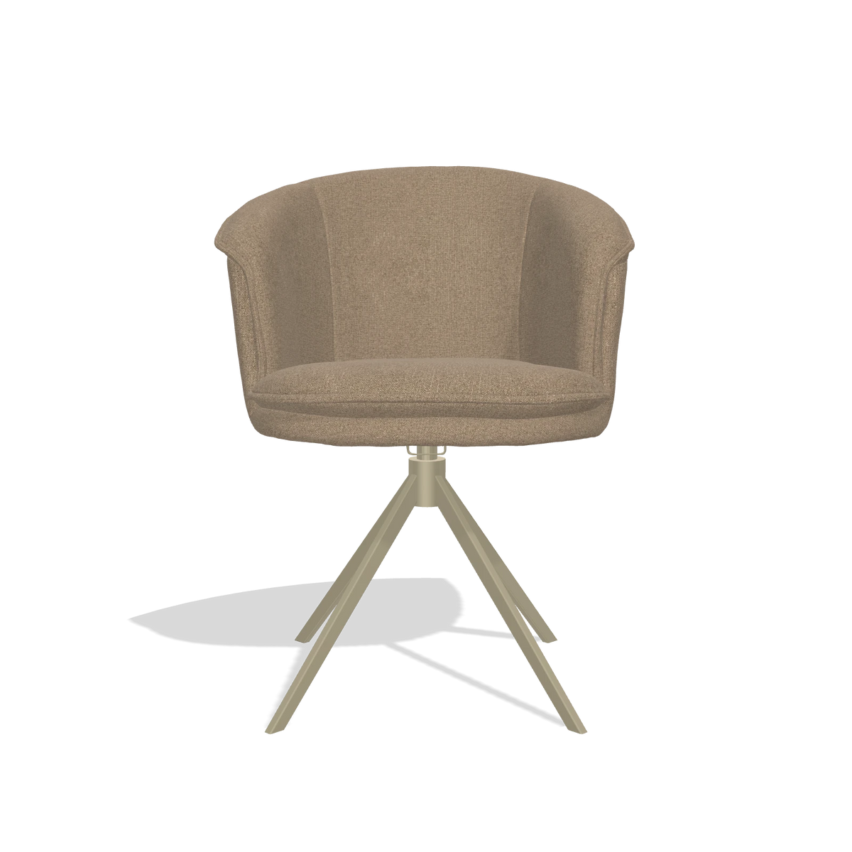 Silla de comedor Lena 6581 en tela Glory 13 (topo), base giratoria en champán, vista frontal