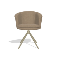 Silla de comedor Lena 6581 en tela Glory 13 (topo), base giratoria en champán, vista frontal