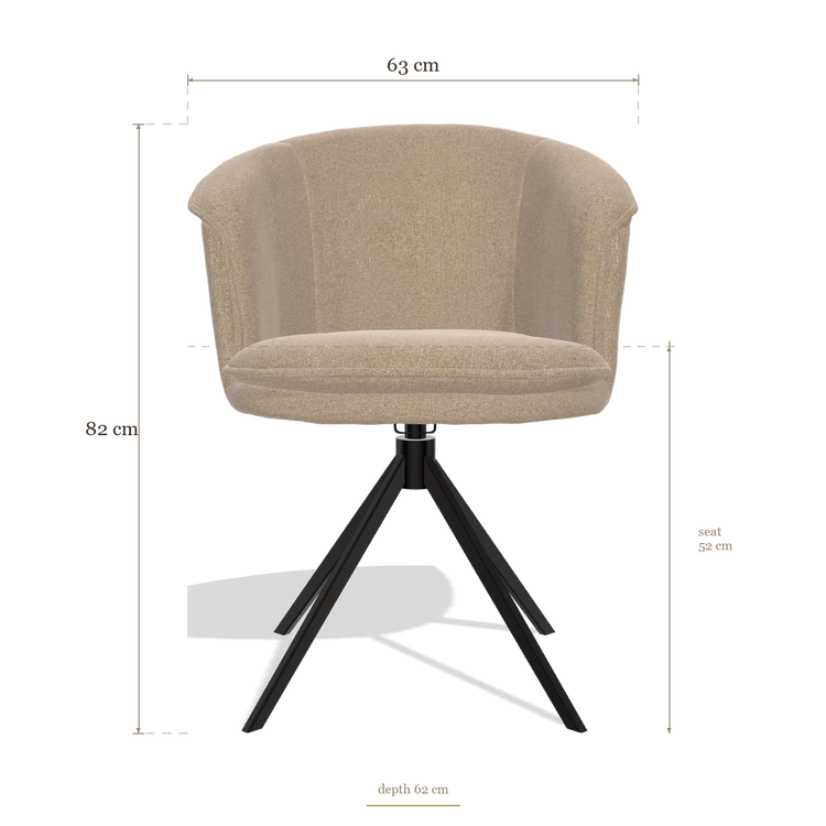 Silla de comedor Lena 6581, medidas 63 x 62 x 82 cm