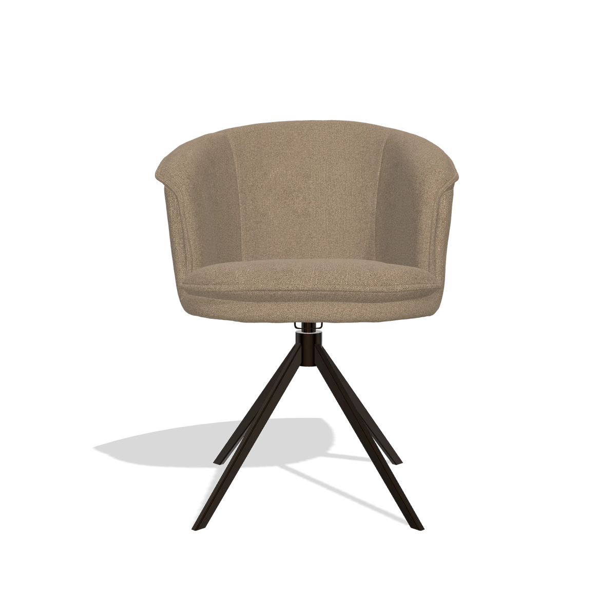 Silla de comedor Lena 6581 en tela Glory 13 (topo), base giratoria en espresso, vista frontal