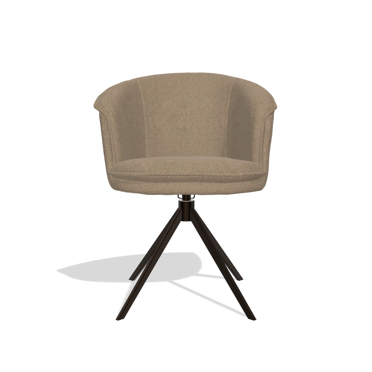 Silla de comedor Lena 6581 en tela Glory 13 (topo), base giratoria en espresso, vista frontal