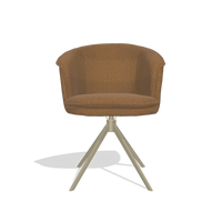Silla de comedor Lena 6581 en tela Glory 16 (marrón), base giratoria en champán, vista frontal