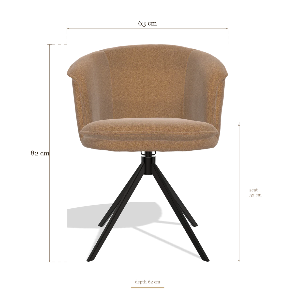 Silla de comedor Lena 6581, medidas 63 x 62 x 82 cm