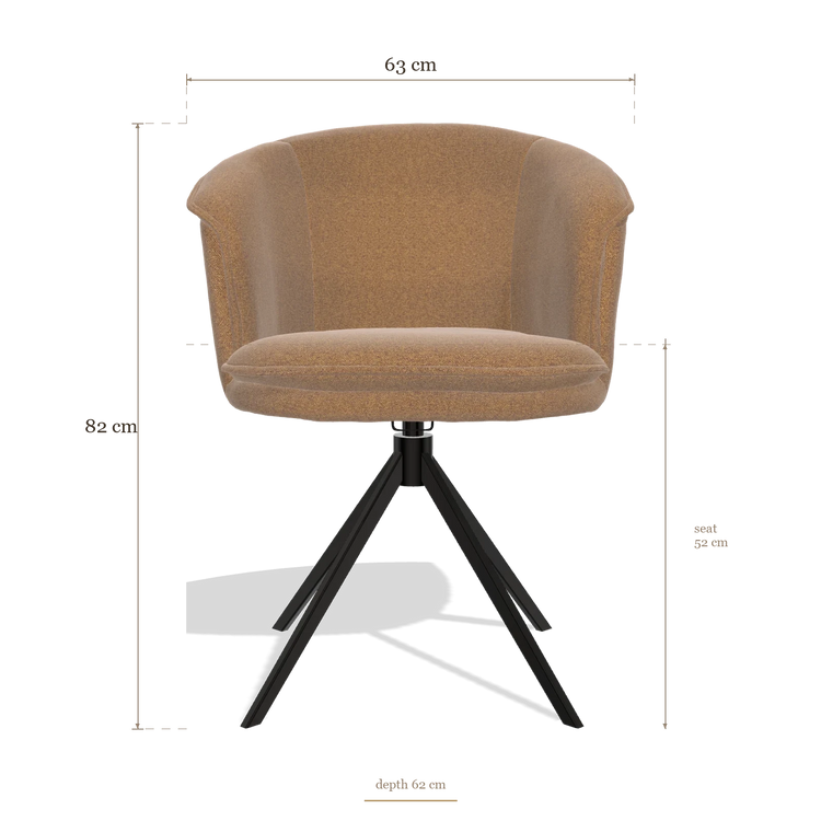 Silla de comedor Lena 6581, medidas 63 x 62 x 82 cm