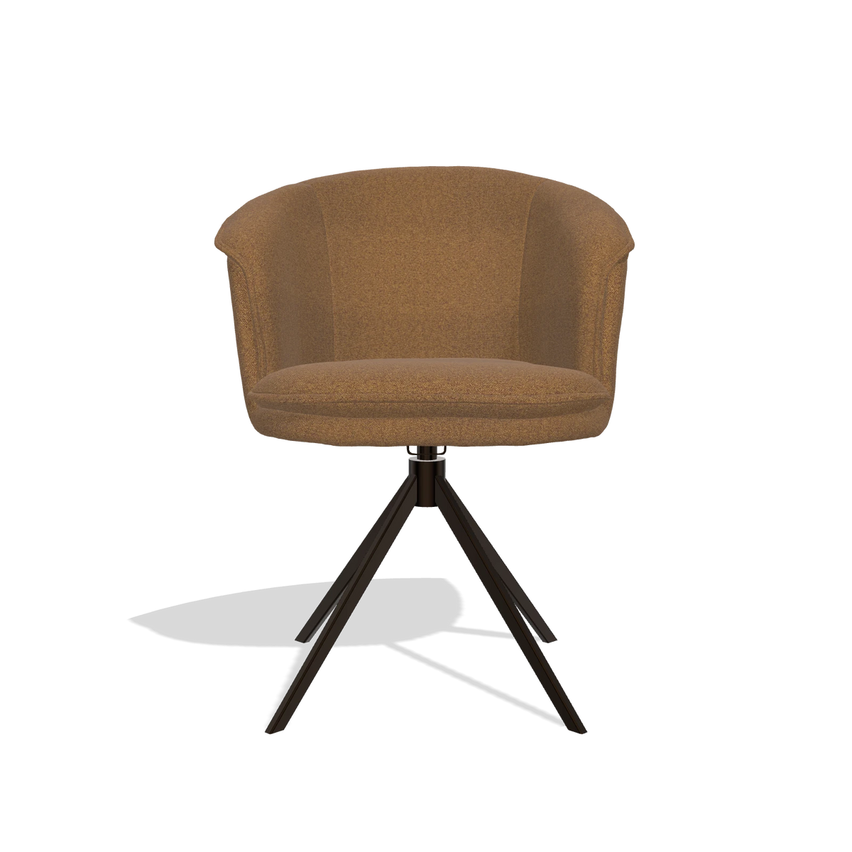 Silla de comedor Lena 6581 en tela Glory 16 (marrón), base giratoria en espresso, vista frontal