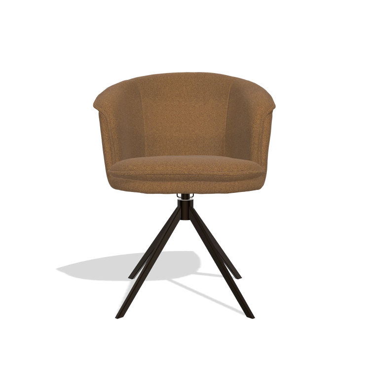 Silla de comedor Lena 6581 en tela Glory 16 (marrón), base giratoria en espresso, vista frontal