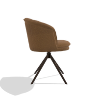 Silla de comedor Lena 6581 en tela Glory 16 (marrón), base giratoria en espresso, vista lateral