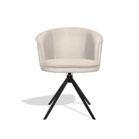 Silla de comedor Lena 6581 en tela Guard 01 (gris claro), base giratoria en negro, vista frontal