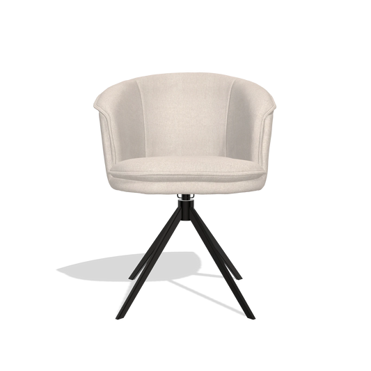 Chaise de salle à manger Lena 6581 en tissu Guard 01 (gris clair), pied pivotant en noir, vue de face
