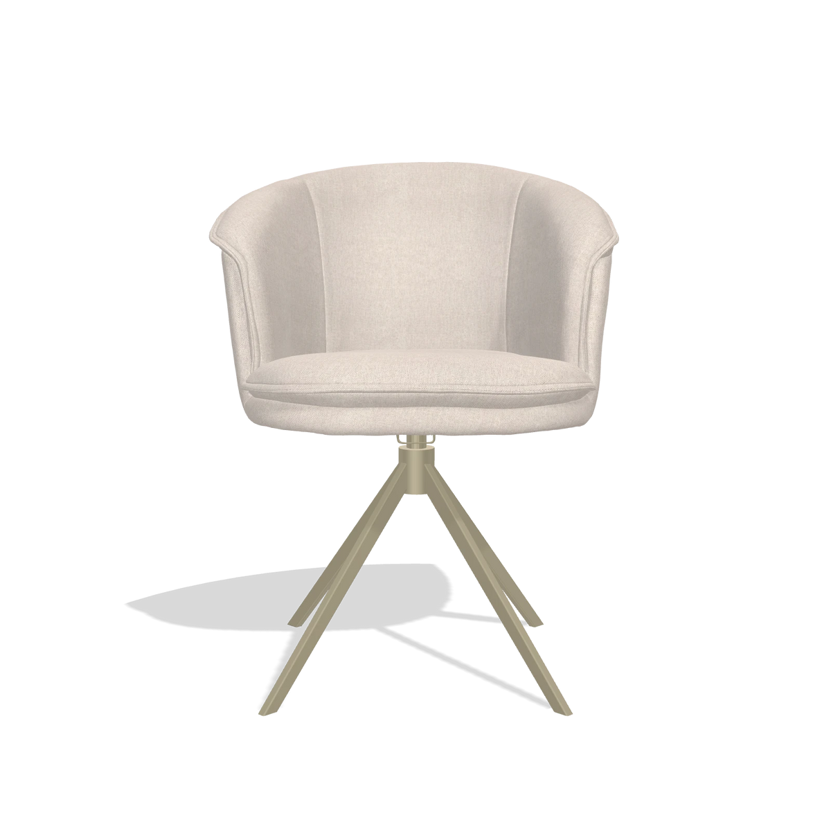 Silla de comedor Lena 6581 en tela Guard 01 (gris claro), base giratoria en champán, vista frontal
