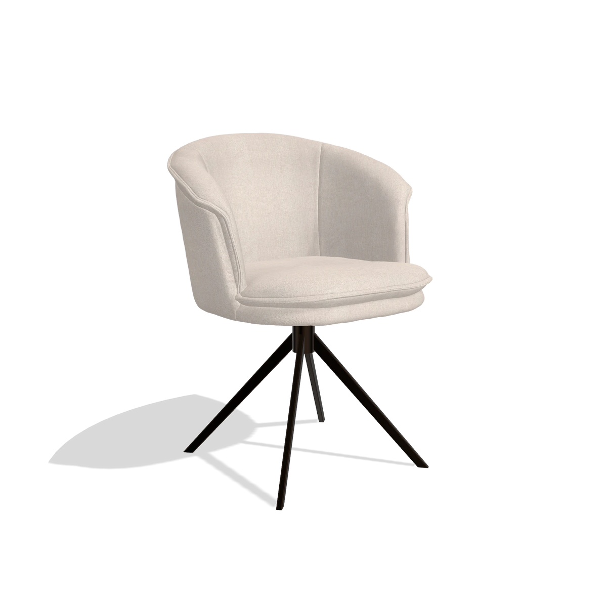 Silla de comedor Lena 6581 en tela Guard 01 (gris claro), base giratoria en espresso, vista en ángulo