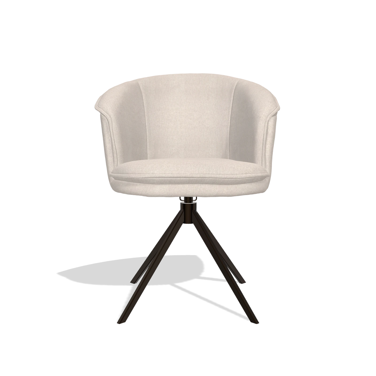 Silla de comedor Lena 6581 en tela Guard 01 (gris claro), base giratoria en espresso, vista frontal