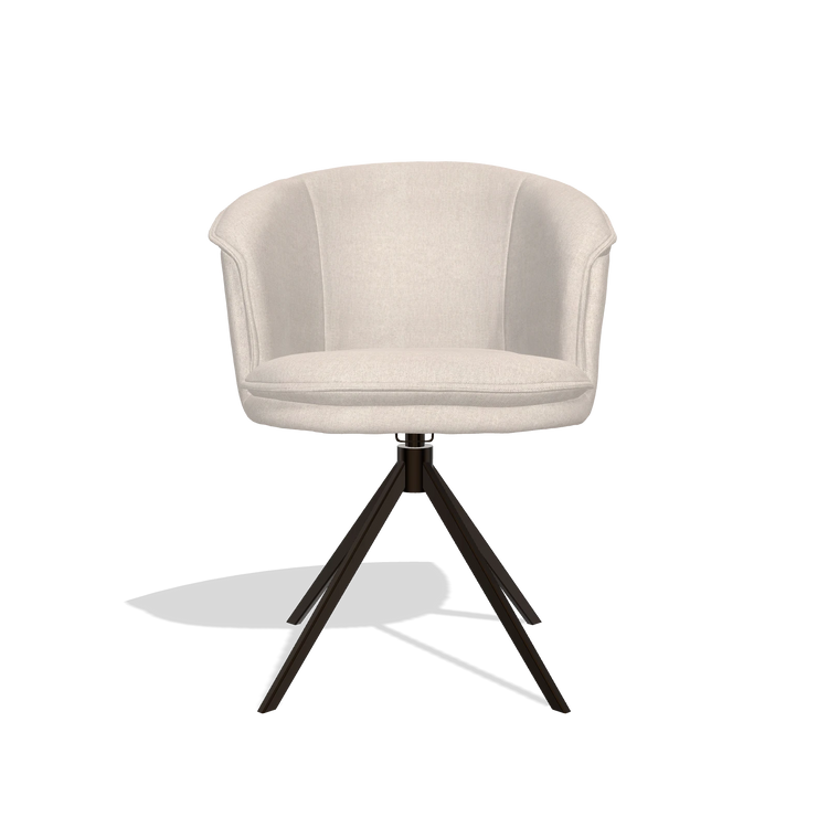 Silla de comedor Lena 6581 en tela Guard 01 (gris claro), base giratoria en espresso, vista frontal