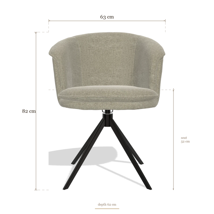 Sedia da pranzo Lena 6581, dimensioni 63 x 62 x 82 cm