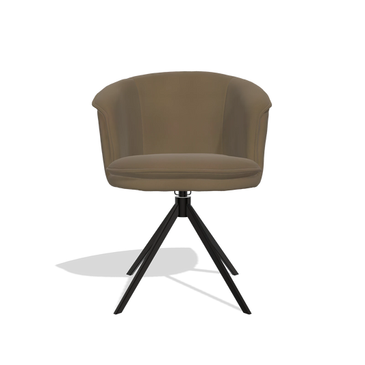 Chaise de salle à manger Lena 6581 en Cuir A802 (olive), pied pivotant en noir, vue de face