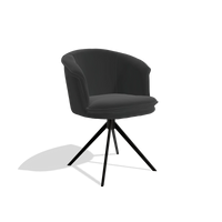 Sedia da pranzo Lena 6581 in Pelle A804 (nero), base girevole in nero, vista angolata