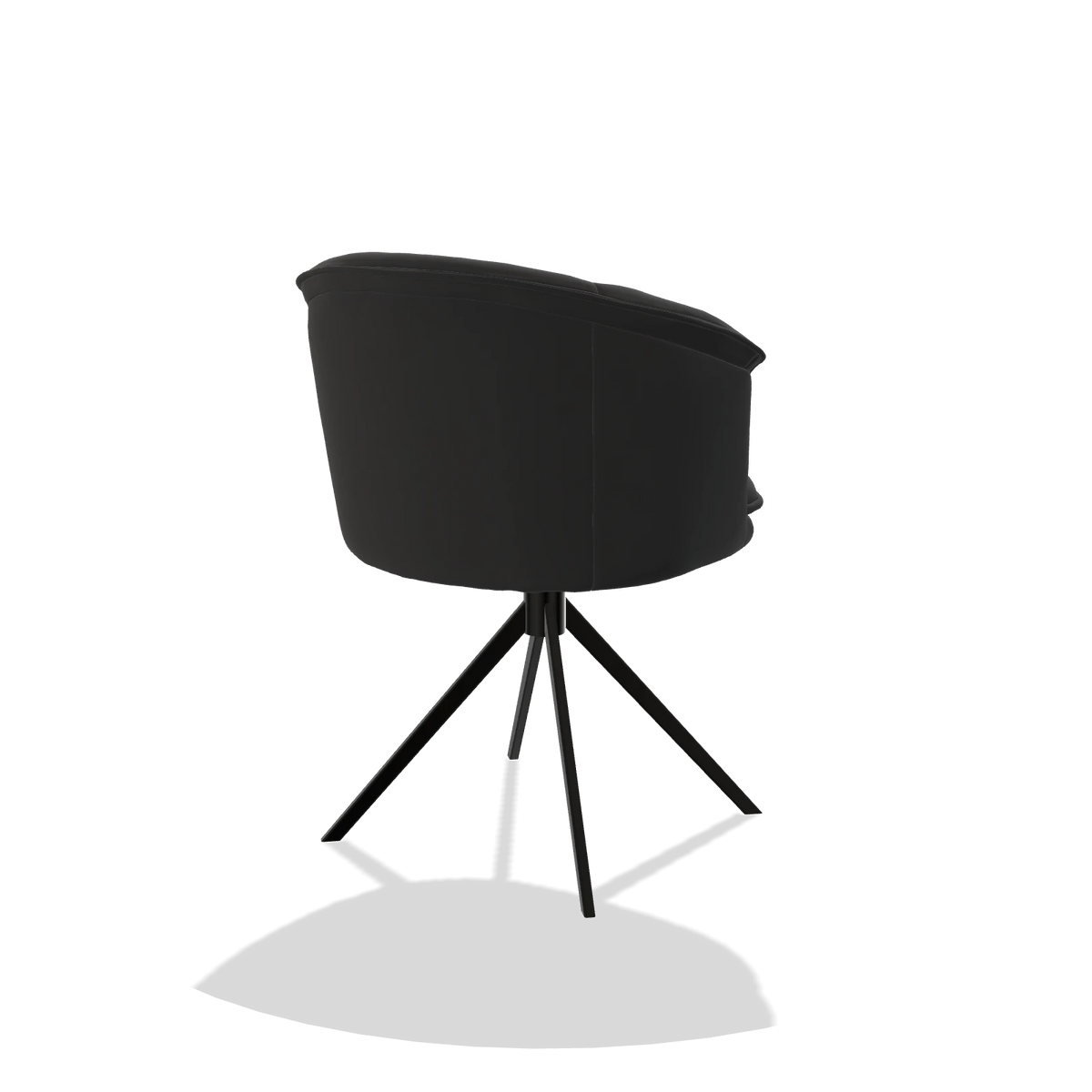 Sedia da pranzo Lena 6581 in Pelle A804 (nero), base girevole in nero, vista posteriore angolata