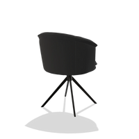 Sedia da pranzo Lena 6581 in Pelle A804 (nero), base girevole in nero, vista posteriore angolata