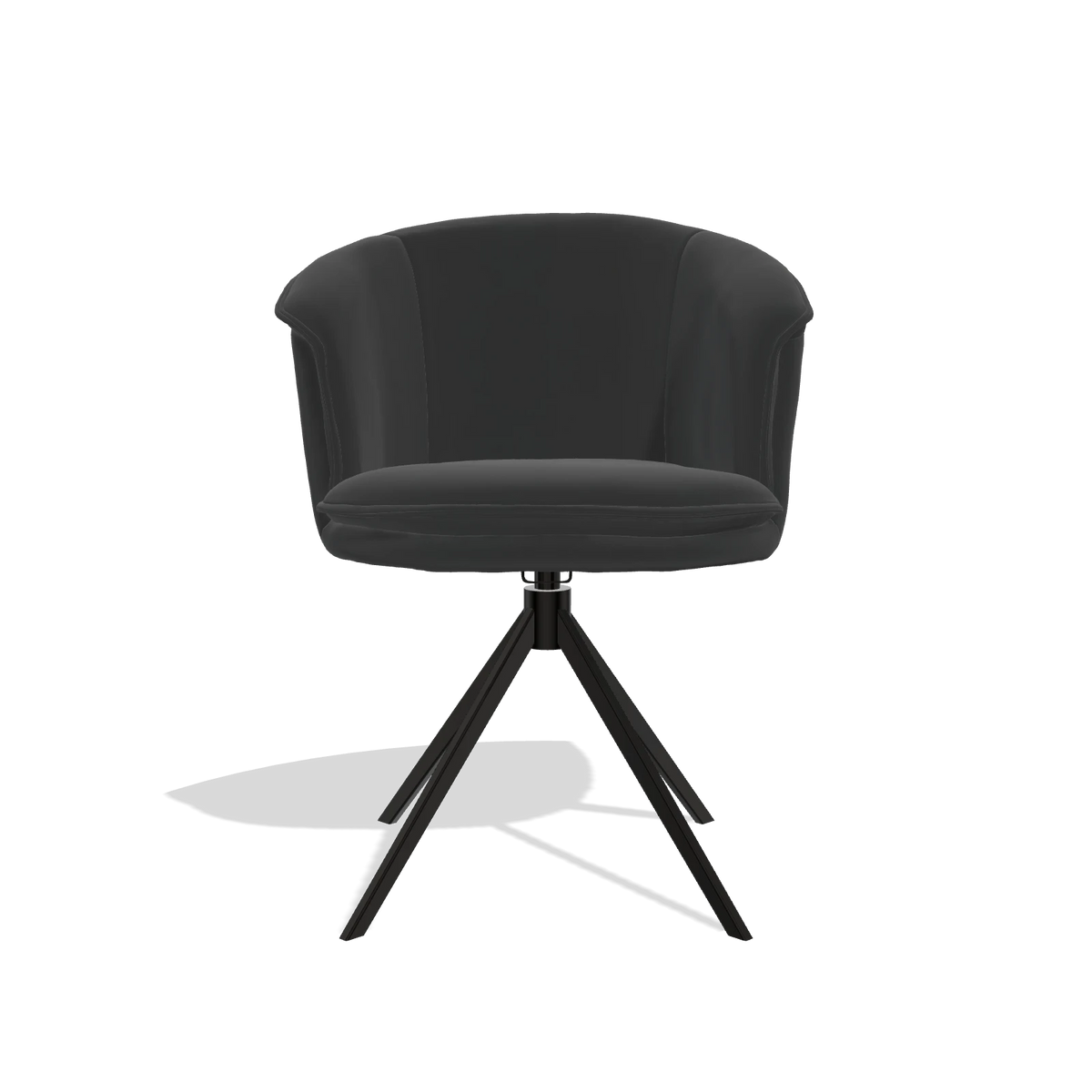 Sedia da pranzo Lena 6581 in Pelle A804 (nero), base girevole in nero, vista frontale
