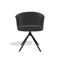 Sedia da pranzo Lena 6581 in Pelle A804 (nero), base girevole in nero, vista frontale