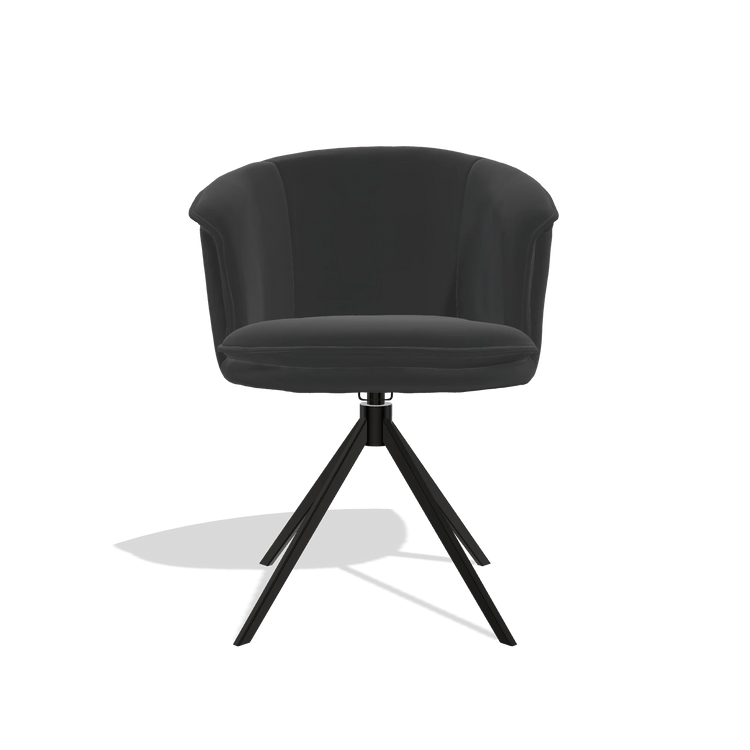 Sedia da pranzo Lena 6581 in Pelle A804 (nero), base girevole in nero, vista frontale