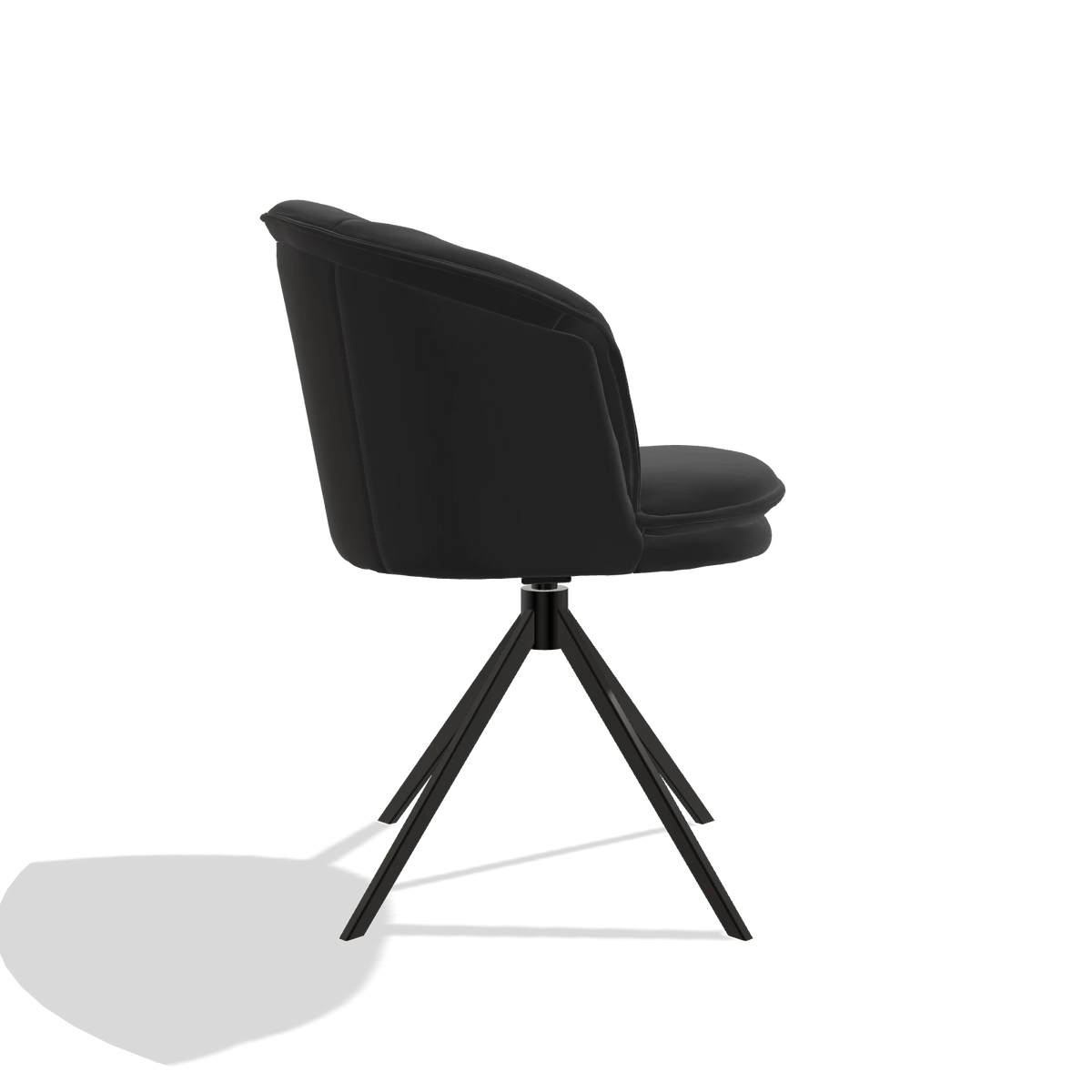 Sedia da pranzo Lena 6581 in Pelle A804 (nero), base girevole in nero, vista laterale