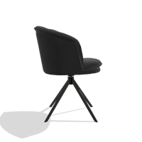 Sedia da pranzo Lena 6581 in Pelle A804 (nero), base girevole in nero, vista laterale