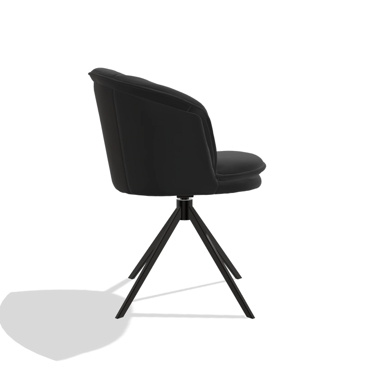 Sedia da pranzo Lena 6581 in Pelle A804 (nero), base girevole in nero, vista laterale