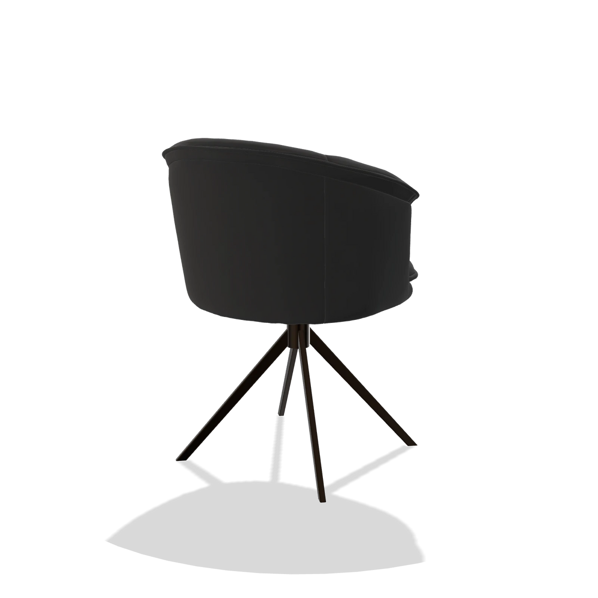 Sedia da pranzo Lena 6581 in Pelle A804 (nero), base girevole in espresso, vista posteriore angolata