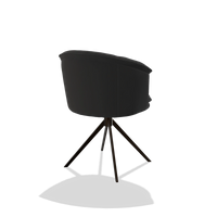 Sedia da pranzo Lena 6581 in Pelle A804 (nero), base girevole in espresso, vista posteriore angolata