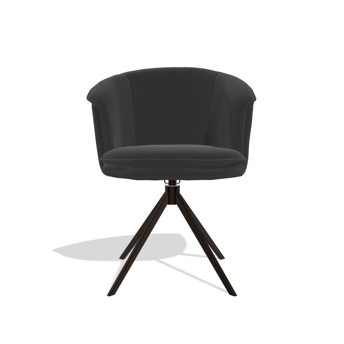 Sedia da pranzo Lena 6581 in Pelle A804 (nero), base girevole in espresso, vista frontale