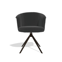 Sedia da pranzo Lena 6581 in Pelle A804 (nero), base girevole in espresso, vista frontale