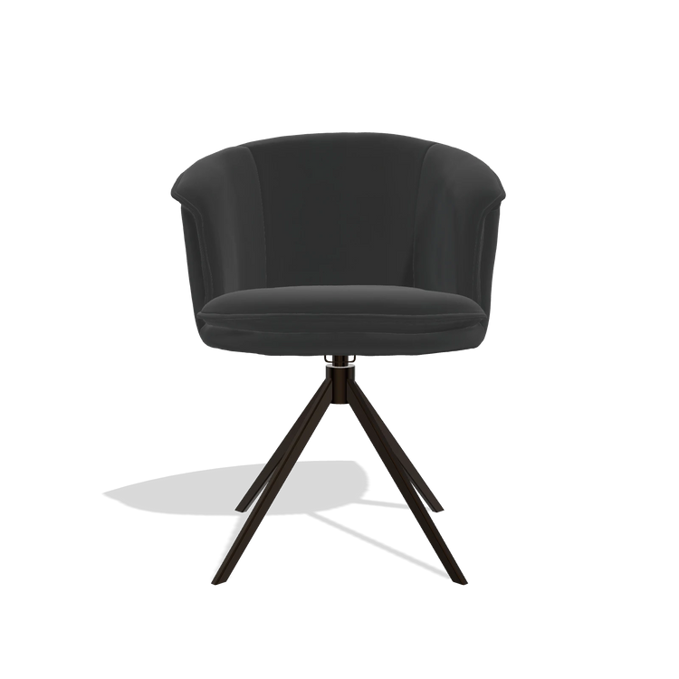 Sedia da pranzo Lena 6581 in Pelle A804 (nero), base girevole in espresso, vista frontale