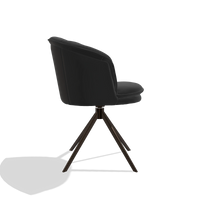 Sedia da pranzo Lena 6581 in Pelle A804 (nero), base girevole in espresso, vista laterale
