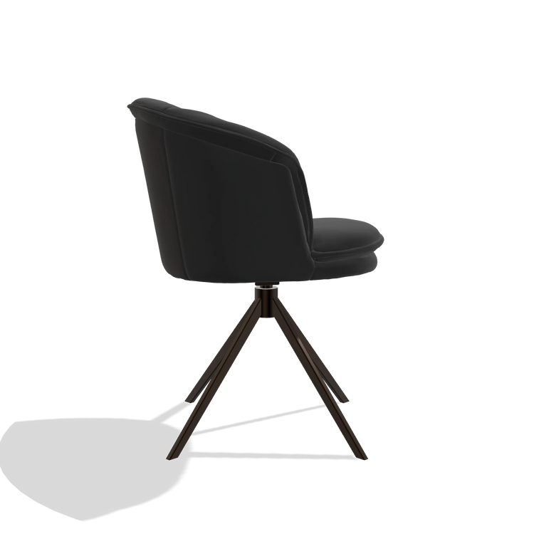 Sedia da pranzo Lena 6581 in Pelle A804 (nero), base girevole in espresso, vista laterale