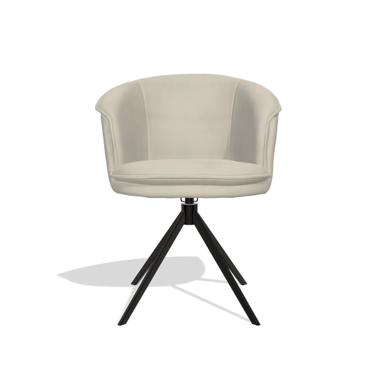 Chaise de salle à manger Lena 6581 en Cuir A822 (gris clair), pied pivotant en noir, vue de face