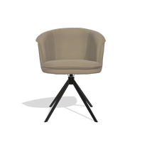 Dining Chair Lena 6581 in Leather A824 (sage), black swivel base, front view