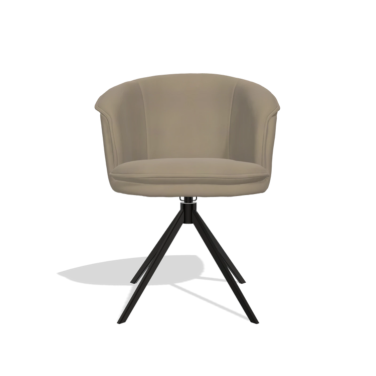Dining Chair Lena 6581 in Leather A824 (sage), black swivel base, front view