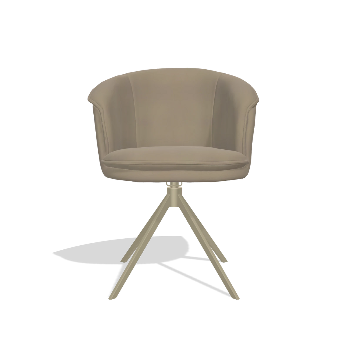Dining Chair Lena 6581 in Leather A824 (sage), champagne swivel base, front view