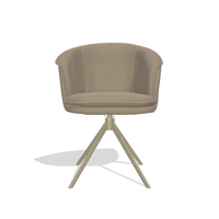 Dining Chair Lena 6581 in Leather A824 (sage), champagne swivel base, front view