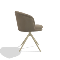 Dining Chair Lena 6581 in Leather A824 (sage), champagne swivel base, side view