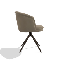 Dining Chair Lena 6581 in Leather A824 (sage), espresso swivel base, side view