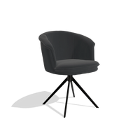 Dining Chair Lena 6581 in Leather B500 (black), black swivel base, angled view