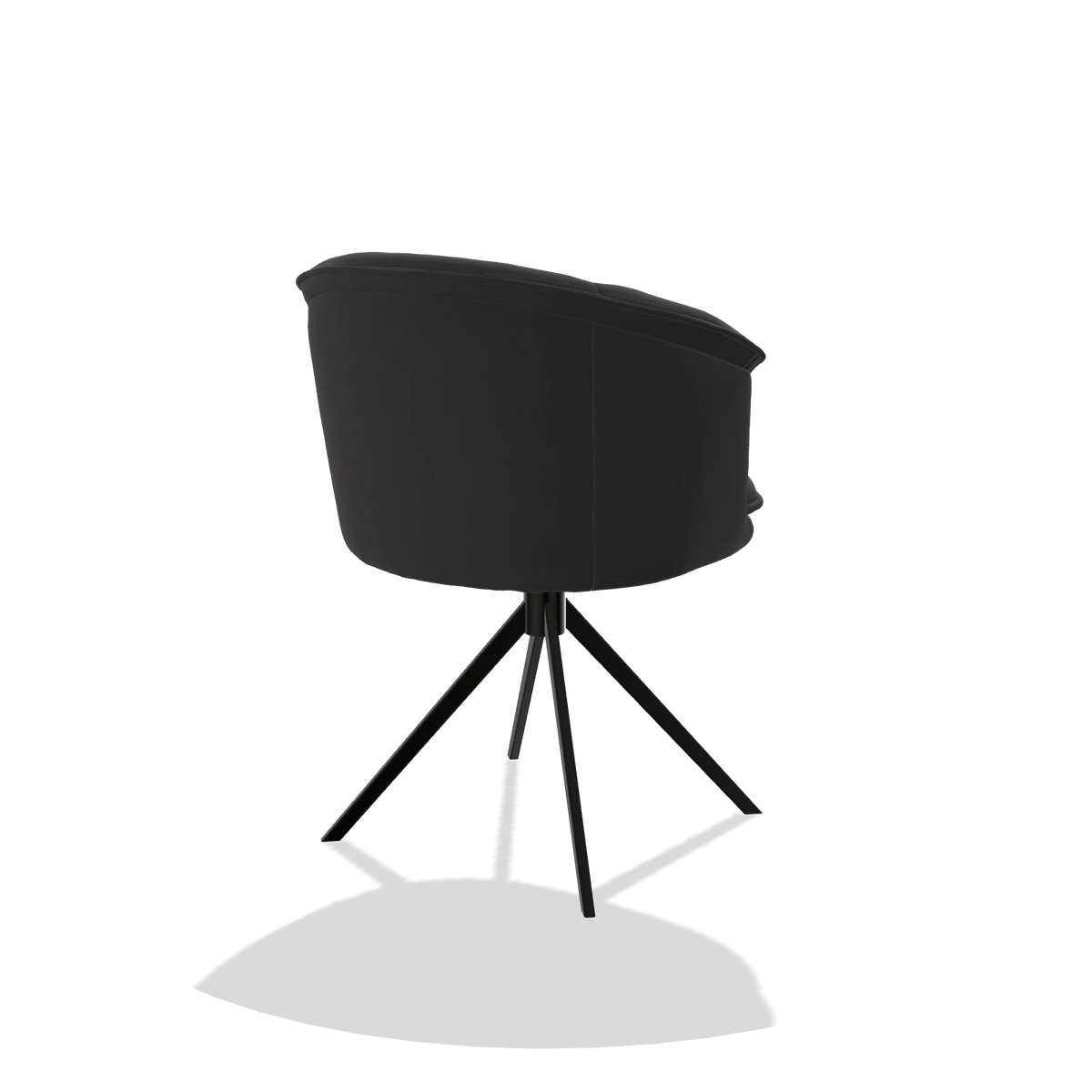 Dining Chair Lena 6581 in Leather B500 (black), black swivel base, back angled view