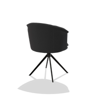 Dining Chair Lena 6581 in Leather B500 (black), black swivel base, back angled view