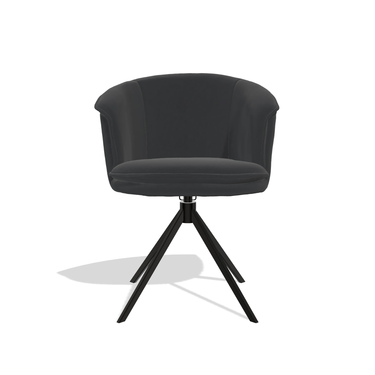 Dining Chair Lena 6581 in Leather B500 (black), black swivel base, front view