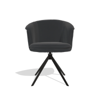 Dining Chair Lena 6581 in Leather B500 (black), black swivel base, front view